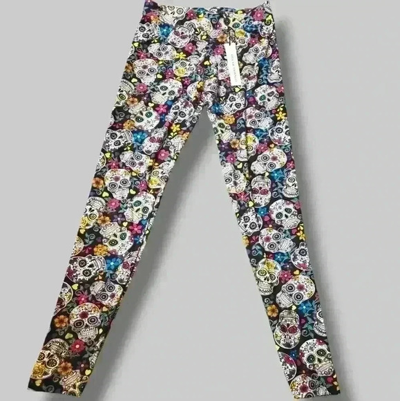 Runway Ready Skull/Floral Print Leggings|size Small - Picture 1 of 3